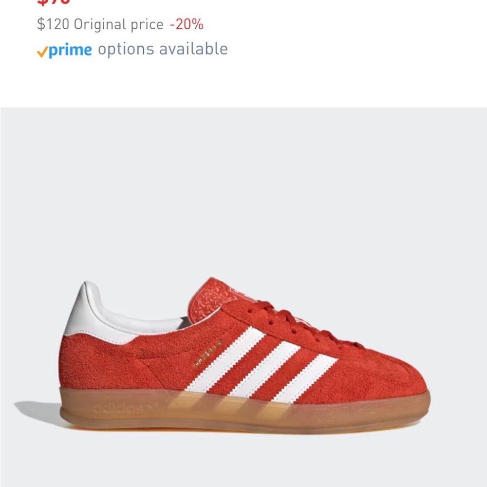 Adidas Red Gazelle sneakers size 8 NWT